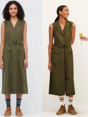 scoop back linen dress The Linen Short-Sleeve Scoop Midi Dress